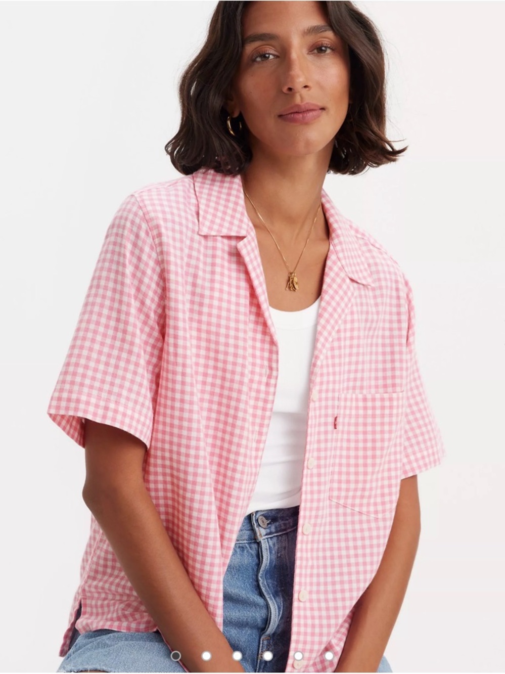 Levi’s Woman’s JOYCE SHORT SLEEVE RESORT SHIRT Pink Gingham, Size 1x, NWT